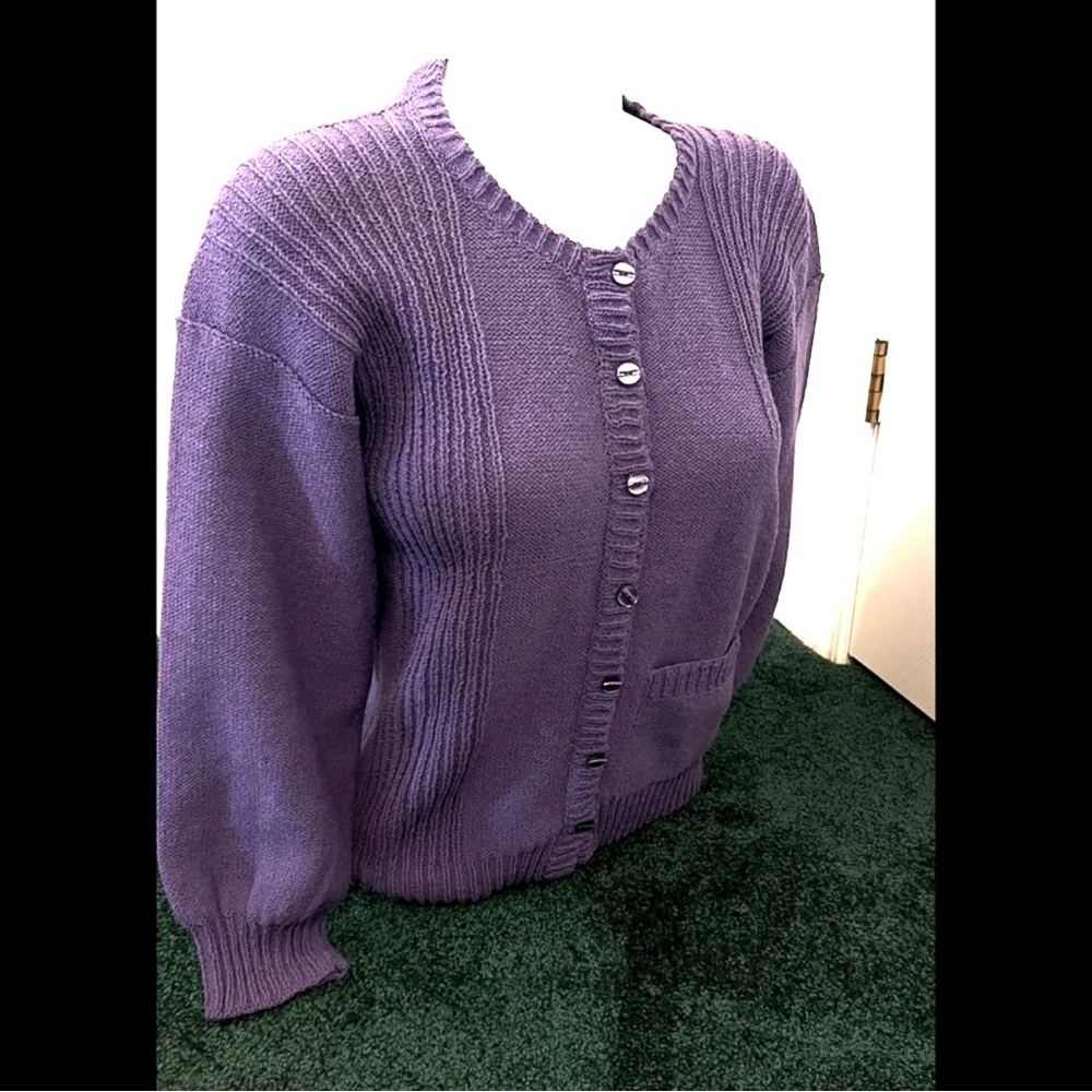 Vintage Handknitted Cardigan & Hat Set · Lilac Quiet Luxury Heirloom - Picture 14 of 16